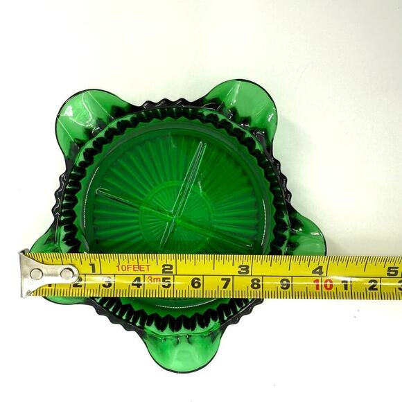 Vintage Queen Mary Green by Anchor Hocking Coaster Ashtray MCM Retro Boho - Picture 4 of 5